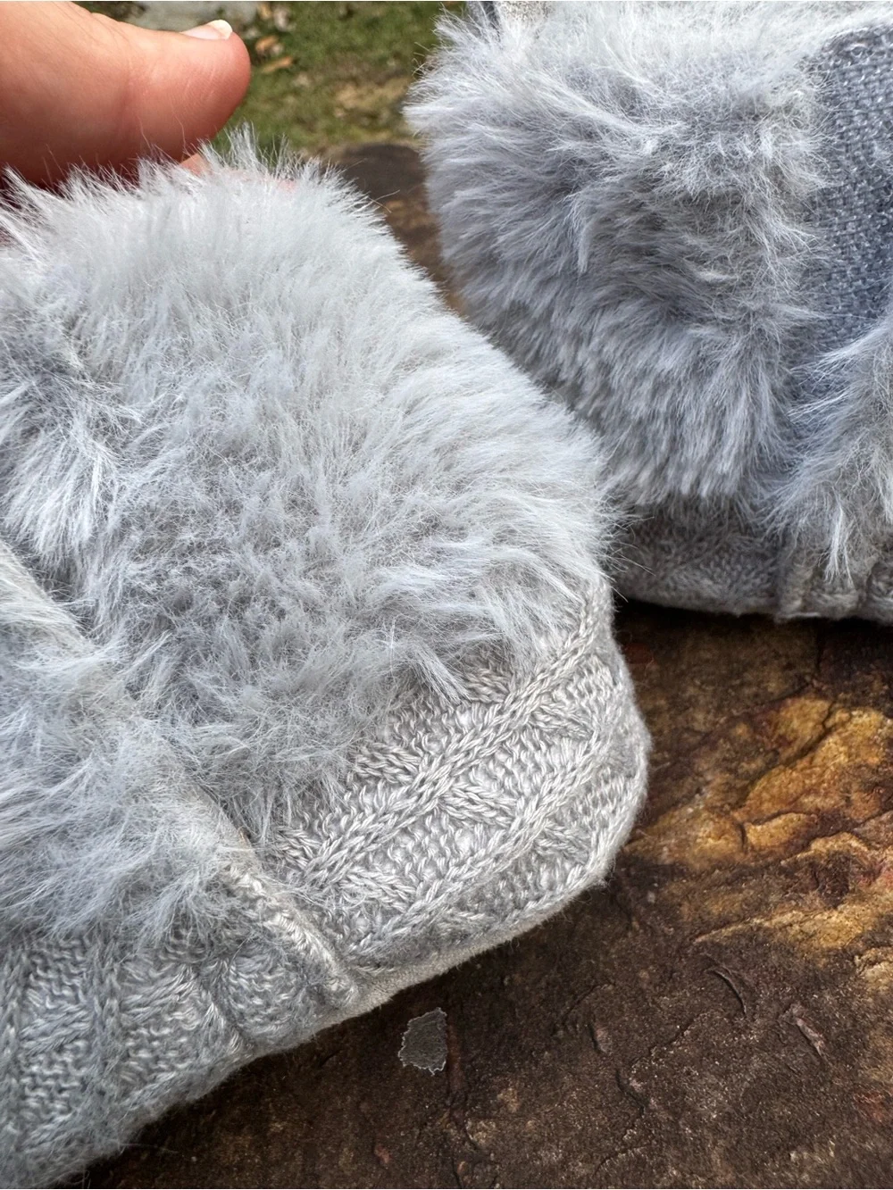 Cozy Gray Faux Fur Knit Baby Booties - Kids Shoes